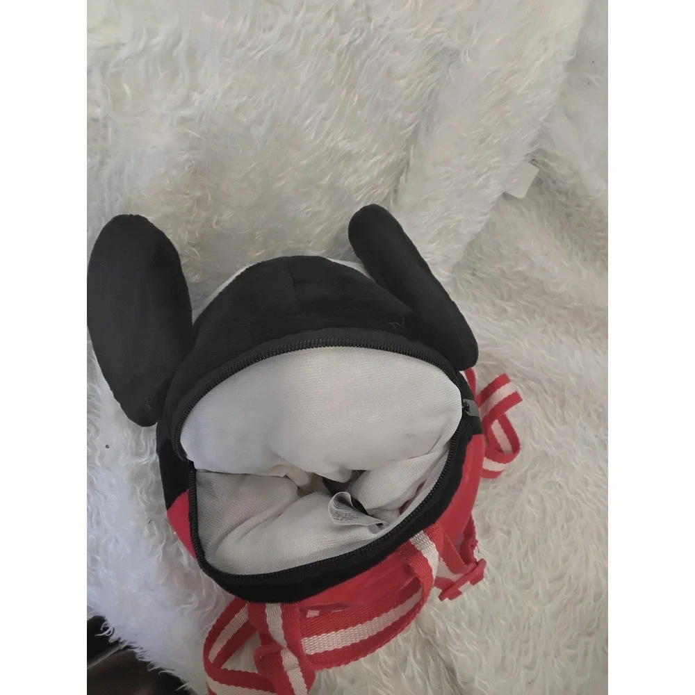 Disney Mickey Mouse Plush Head Mini Backpack Red White Striped Straps Kids
